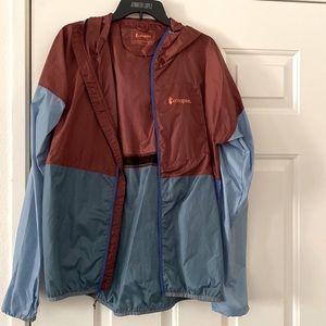 Unisex windbreaker, maroon and powder blue